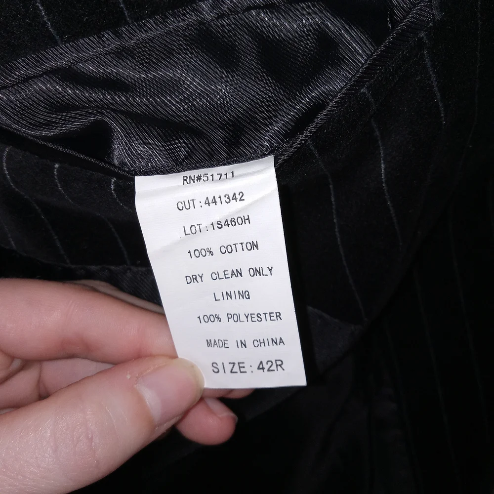 Andrew Fezza Velvet Pinstripe Blazer Mens 42R Black Luxury Sport Coat